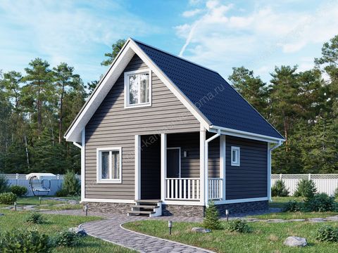 Каркасный одноэтажный дом с размерами 6х6 с мансардой и небольшой террасой из экологически чистых материалов. Подходит для постоянного проживания. Строительство дома с мансардой под ключ потребует сроки до 28 дней. Вы можете заказать строительство без отделки или с чистовой отделкой и коммуникациями. Строим в Санкт-Петербурге и Ленинградской области,  а также в Республике Карелия.